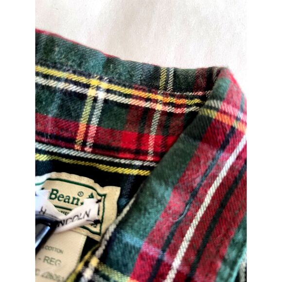 L.L. Bean fleece button up shirt cotton tartan plaid winter festive men M - Picture 3 of 5